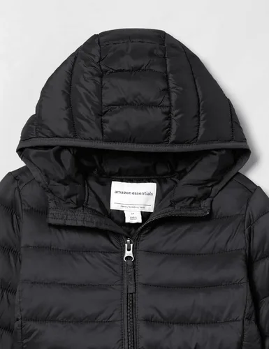 Vista 4 de Amazon Essentials Chaqueta acolchada ligera y resistente al agua con capucha para niños y niños pequeños Negro