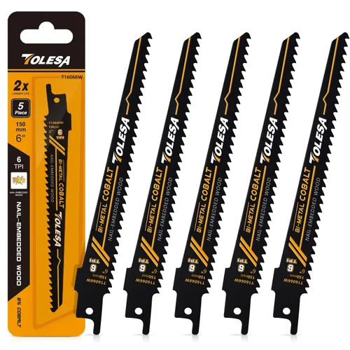 Vista 11 de TOLESA Hojas de sierra recíproca para corte de metales pesados, 6 pulgadas, 14 TPI para tubería, barras de refuerzo, hojas de sierra de sable