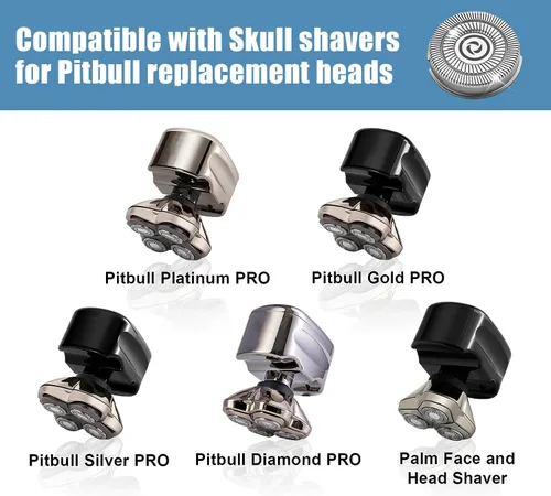 Vista 4 de Cuchilla de repuesto para cabeza de afeitadora de 8 piezas, compatible con maquinillas de afeitar eléctricas Skull Shaver Pitbull