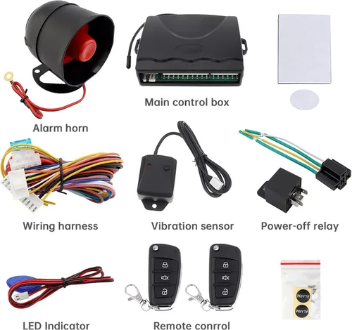 Vista 3 de Alarma de auto universal de 12V con sistema de entrada sin llave y control remoto, sirena y sensor
