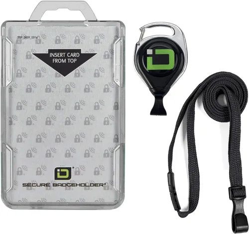 Vista 8 de Combo de soporte de identificación seguro Duolite y cordón con carrete de insignia IDSH (negro/negro con carrete)