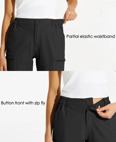 Vista 4 de Willit - shorts de senderismo para mujer, de 10 pulgadas, elásticos, para golf, activos, de secado rápido, pantalones cortos de verano