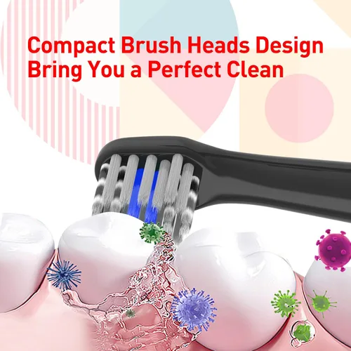 Vista 5 de Cabezales de repuesto compatibles con el cepillo de dientes Colgate Hum - Cabezales de repuesto compatibles con cepillo de dientes Hum Smart, negro