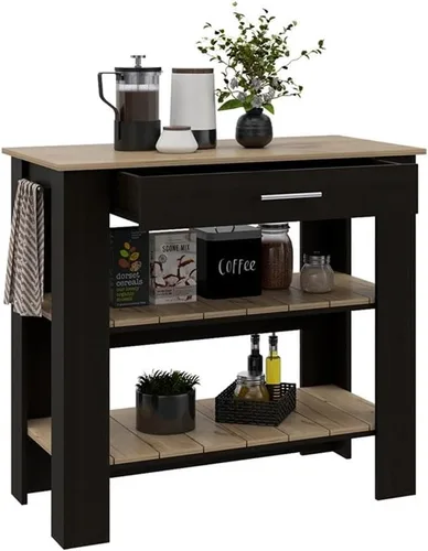 Vista 10 de TUHOME - Isla de cocina Cala, 40 islas de cocina de madera de ingeniería, multicolor