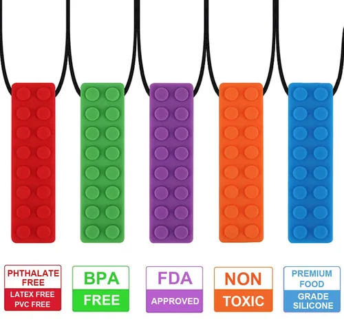 Vista 6 de Collar masticable, paquete de collar sensorial para masticar para niños con masticación, TDAH, autismo, necesidades de morder, masticable motor