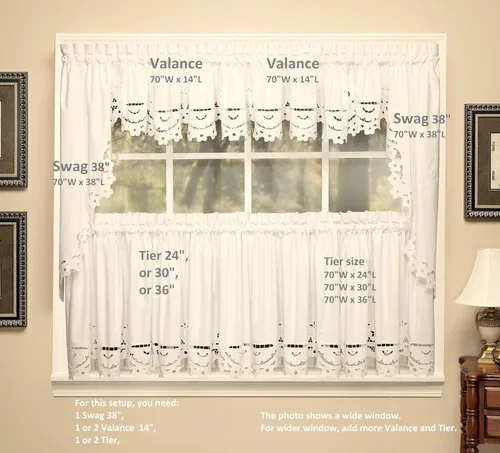 Vista 13 de Today's Curtain Imperial Classic - Cenefa de corte dibujada, 14 pulgadas, color beige