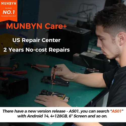 Vista 2 de MUNBYN Android 13 escáner de código de barras portátil computadora móvil 1D/2D QR, centro de reparación de EE. UU., 2 años de reparaciones sin