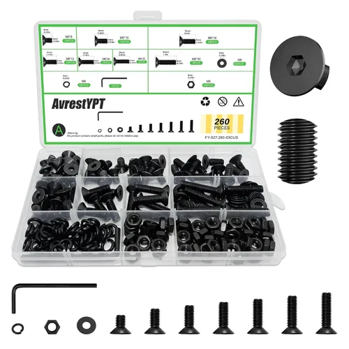 Vista 12 de 1715Pcs M2 M3 M4 M5 Screw Kit - 3D Printer Mini Screw, Allen Head/Flat Head/Countersunk Bolt/Screws, Metric Bolts Assortment, Black Nuts and Bolts