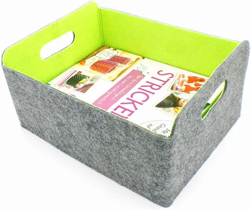 Vista 23 de Welaxy Cestas de almacenamiento plegables de fieltro, cubos de almacenamiento para estantes, caja de fieltro para niños, juguetes, revistas, libros