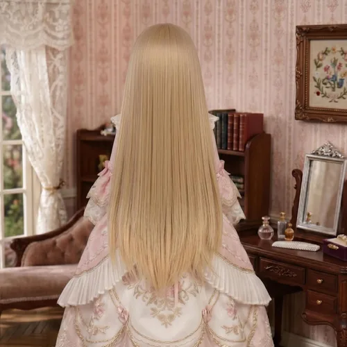 Vista 5 de Peluca larga recta de 8-9 pulgadas 1/3 BJD MSD DOD Pullip Dollfie peluca centro de separación DIY fabricación accesorios para el cabello