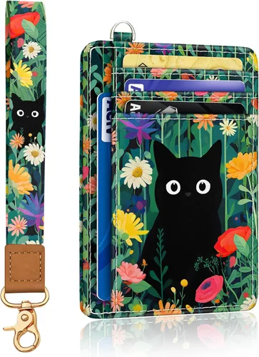 Vista 35 de Yonlevres Cartera delgada para tarjetas de crédito, cartera RFID para mujer, bolsillo frontal, soporte para tarjetas pequeñas, estuche para tarjetas