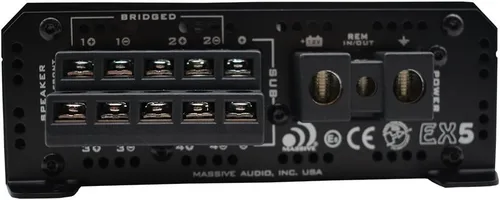 Vista 4 de Massive Audio Amplificador híbrido Nano Edge EX5 de 5 canales 1360W RMS de rango completo