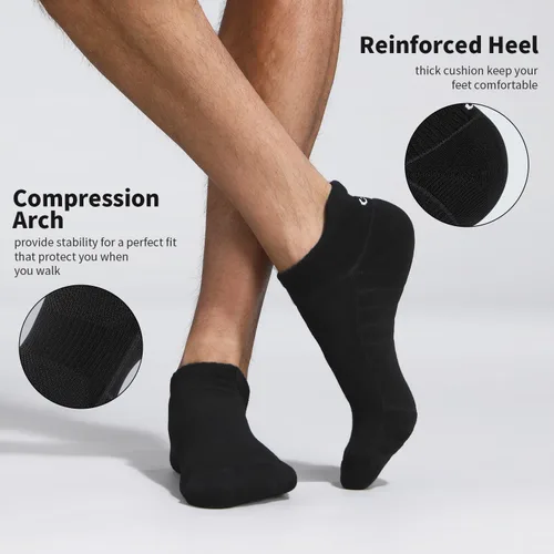 Vista 3 de Lapulas Calcetines deportivos para correr, de corte bajo, acolchados antiampollas, calcetines deportivos para hombres y mujeres, 6 pares
