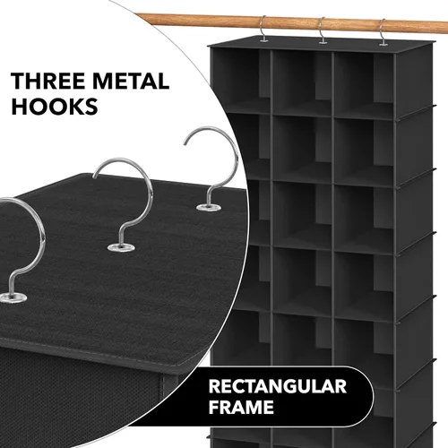Vista 6 de Simple Houseware Estante de 24 secciones para colgar zapatos, organizador para armario, color negro