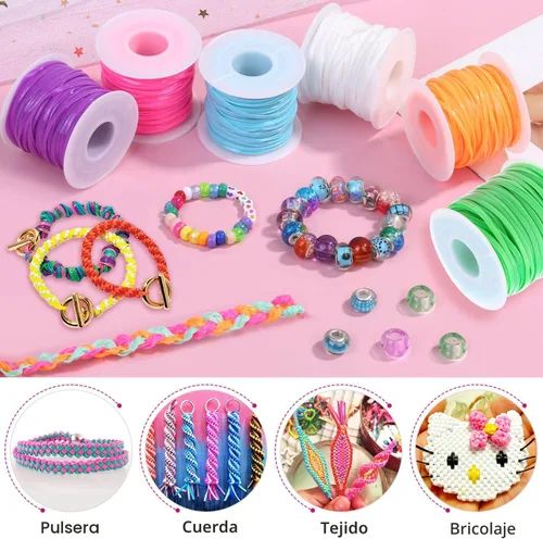 Vista 6 de cridoz - Kit de cuerda de cordón, paquete de 6 cordones de plástico, kit de tejido de cordón para pulseras, llaveros, manualidades