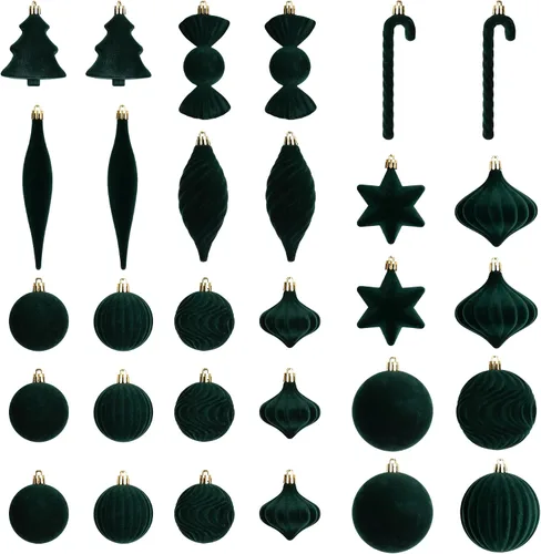 Vista 14 de 30 adornos de terciopelo para árbol de Navidad, juego de adornos de Navidad Azul polvo