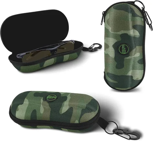 Vista 16 de BLUPOND Estuche para gafas de sol con carcasa semirrígida de EVA con gancho colgante de metal y clip de cinturón para almacenamiento de gafas de sol