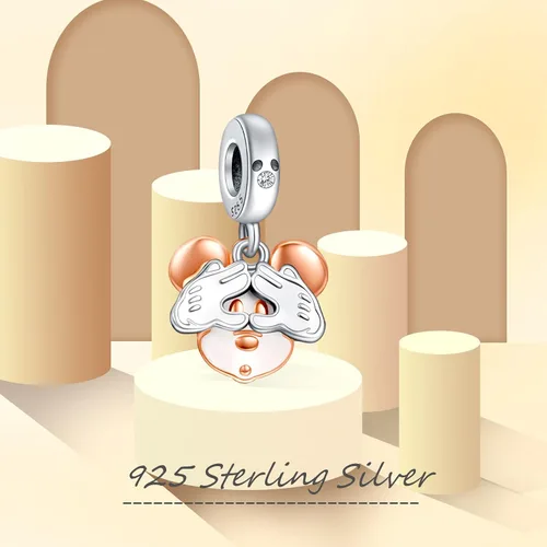Vista 2 de H.ZHENYUE Mickey Characters S925 Silver Charm for Bracelet Necklace Sterling Silver Dangles for Women