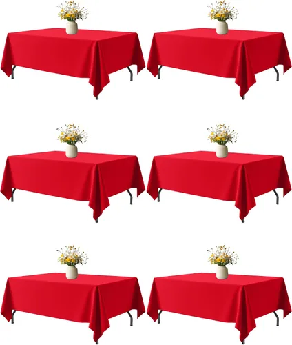 Vista 20 de Niuara Mantel de Mesa Rectangular Negro - Paquete de 6, 60" × 84" Mantel de Tela Lavable para Mesas de 5 Pies, Resistente a las Arrugas y a Prueba