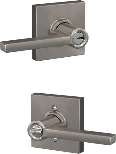 Vista 75 de Schlage F51A LAT 716 Latitude - Manija de puerta con bloqueo de entrada con llave, en acabado de bronce envejecido