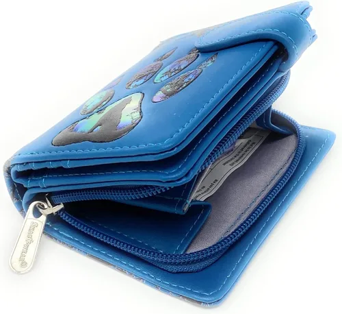 Vista 4 de Shag Wear Cartera pequeña Wolf Paw para mujer de 4.5", Azul, Moderno