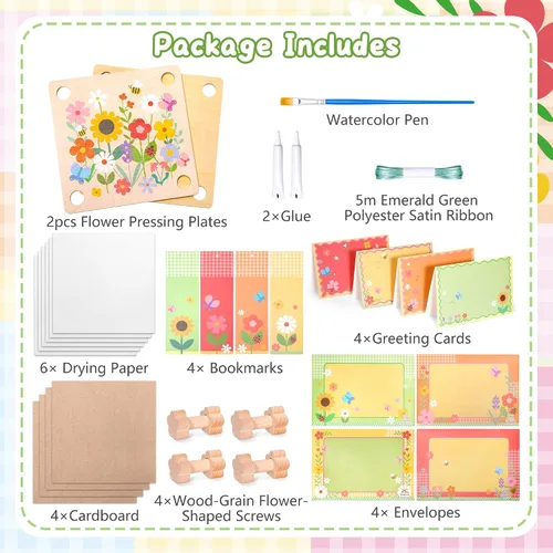 Vista 7 de Aboofx Creativity - Kit de arte de flores prensadas para niños, kit de prensa de flores pequeñas para manualidades de flores prensadas y prensado