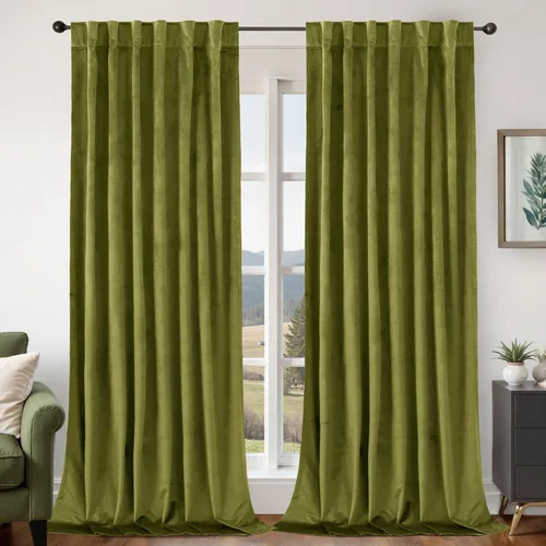 Vista 30 de BGment Cortinas de terciopelo rosa polvoriento, 2 paneles de 84 pulgadas, 2 paneles para sala de estar, aislamiento térmico de lujo, reducen