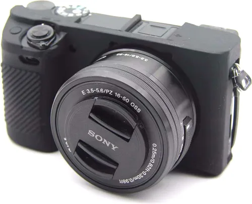 Vista 5 de Casos de cámara de silicona segura profesional Carcasa de goma para cámara Sony Alpha a6400 sin espejo (rosa)