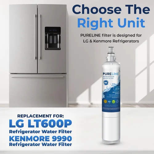 Vista 6 de Pureline 9990, LT600P Reemplazo para Kenmore 9990, Kenmoreclear 46-9990, LG LT600P, 5231ja2006a, filtro de agua para refrigerador, reduce el mal