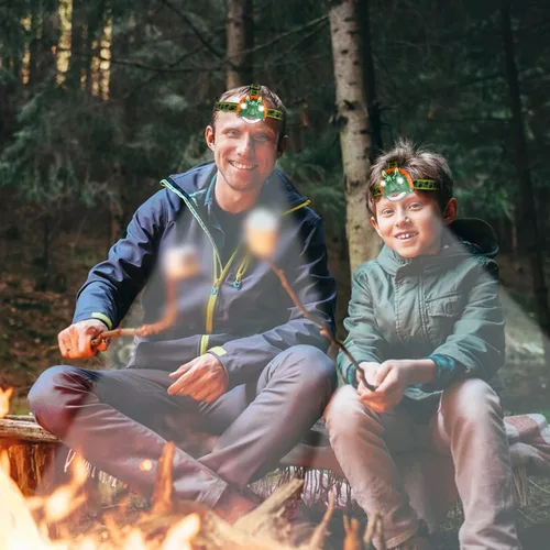 Vista 2 de Triceratops - Linterna frontal LED de dinosaurio para niños, artículos esenciales de equipo de campamento Linterna de cabeza de juguete