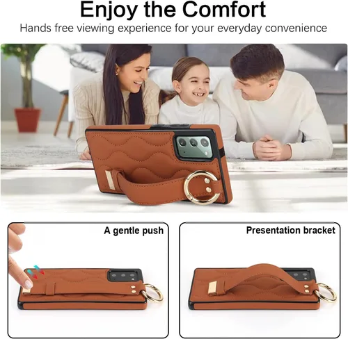 Vista 6 de Asuwish Funda de teléfono para Samsung Galaxy Note 20 5G con protector de pantalla y correa para la muñeca, soporte de pulsera, anillo de silicona