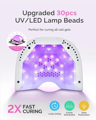 Vista 4 de MelodySusie Lámpara de uñas LED compacta con guantes UV, secadora de uñas P-PLUS30A con sensor inteligente que cura todos los geles, especialmente