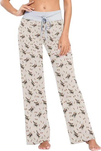 Vista 7 de Pantalones de pijama para mujer, cómodos, casuales, estilo palazzo, con cordón, de pierna ancha Color 1