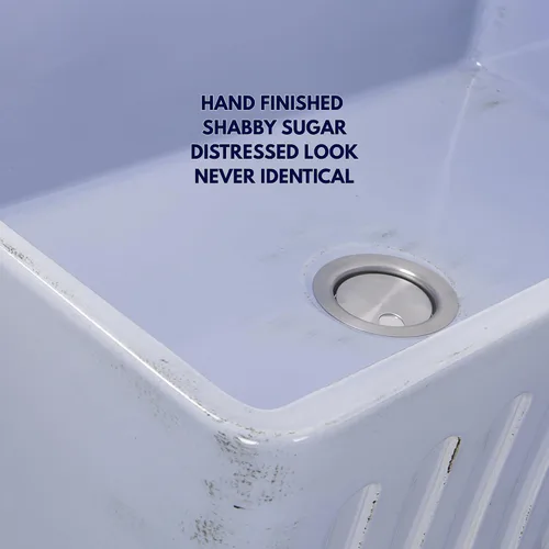 Vista 5 de Nantucket Sinks FCFS3320S-ShabbySugar - Fregadero de arcilla refractaria de 33 pulgadas