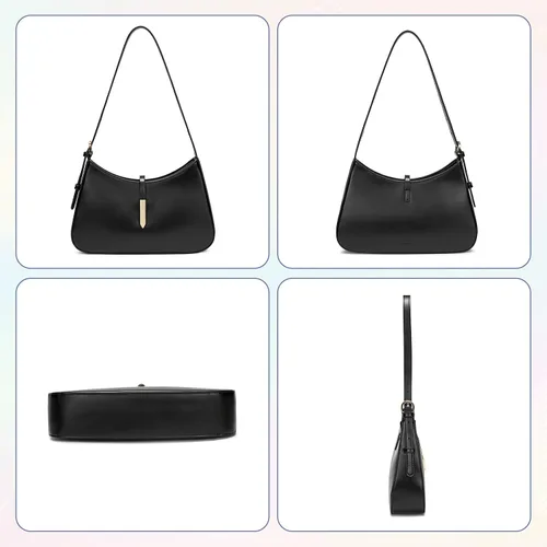 Vista 5 de Keyli - Bolso de hombro de moda para mujer, de cuero vegano, con correa ajustable, bolsos estilo hobo, con asa larga