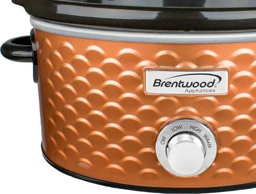 Vista 6 de Brentwood SC-140C - Olla de cocción lenta de 4.5 cuartos de galón, cobre, 3 ajustes de calor (bajo, alto, cálido), olla de cerámica, tapa de vidrio