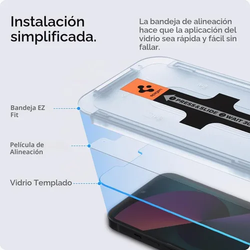 Vista 3 de Spigen Protector de pantalla de vidrio templado [GlasTR EZ FIT] diseñado para iPhone 13 Mini [compatible con fundas], paquete de 2 Tempered glass