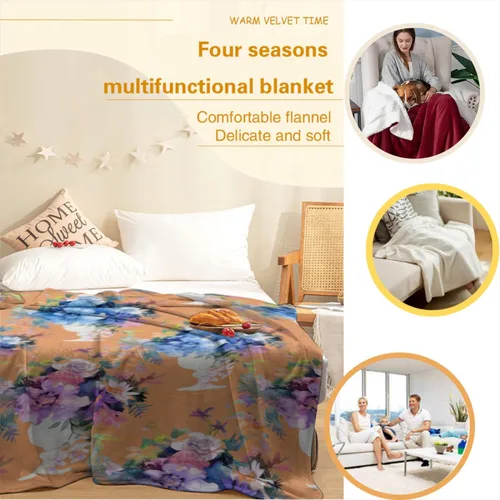 Vista 5 de Manta de franela de ramo floral de terracota y acuarela de 10.58 oz/m² - 60 x 80 pulgadas, ultra suave, cálida y acogedora manta de forro polar