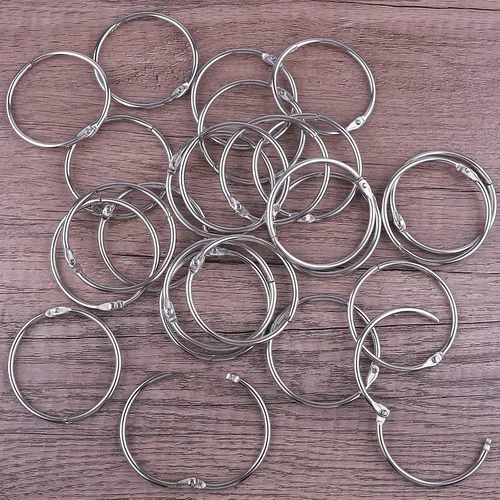 Vista 4 de AKONEGE 2 pulgadas (paquete de 25) anillos sueltos para carpeta de hojas, acero niquelado plateado, para escuela, hogar, oficina