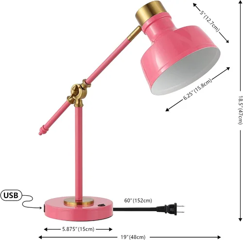 Vista 6 de JONATHAN Y JYL7124D Allegra - Lámpara de tarea LED cantiléver ajustable de 18.5", con puerto de carga USB, clásica, costera, industrial, rústica