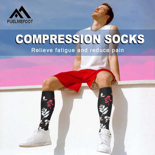 Vista 3 de FuelMeFoot 6 pares de calcetines de compresión para mujeres y hombres, 15-20 mmHg, soporte graduado hasta la rodilla, calcetines para enfermeras