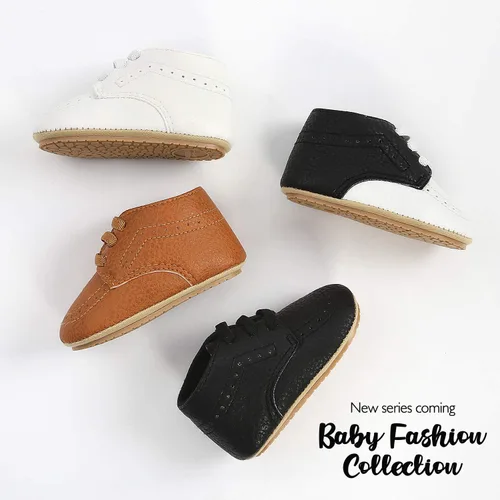 Vista 2 de Babelvit Mocasines Oxford para bebés y niñas, zapatos con cordones, zapatos para caminar primero, mocasines de piel sintética, suela de goma suave