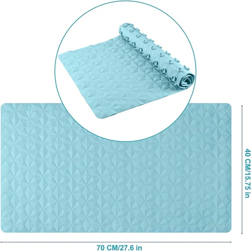 Vista 7 de Tapete antideslizante de goma natural para bañera y ducha, tapete de seguridad de 16 x 28 pulgadas con ventosas, delicado patrón de diamante, más