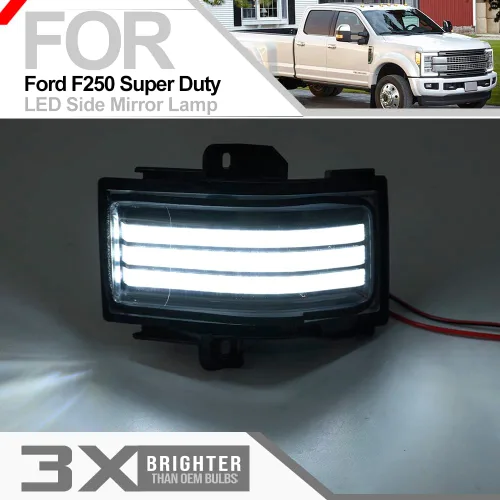 Vista 8 de Conjunto de luces LED para espejo lateral para Ford F-150 F-250 F-350 F-450 F-550 Super Duty 2015-2023 LED de remolque manual plegable espejo