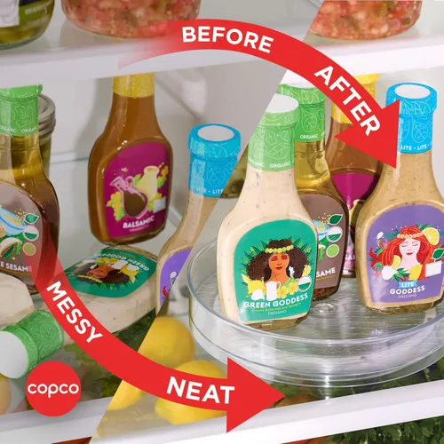 Vista 6 de Copco Lazy Susan - Organizador giratorio de plástico transparente para cocina, despensa, refrigerador, baño y encimera de 9 pulgadas