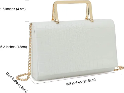 Vista 4 de CHARMING TAILOR Bolso de mano pequeño con estampado de cocodrilo de poliuretano, bolso de mano para mujer