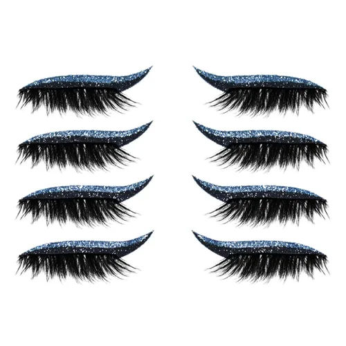 Vista 11 de Pestañas postizas, pestañas postizas de visón, juego de 4 pares/juego de calcomanías delineadoras de ojos, prácticas, fáciles de quitar, kit de Negro