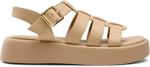 Vista 3 de DREAM PAIRS Sandalias de plataforma de pescador para mujer, con tiras bajas Y2K, sandalias de gladiador suaves con hebilla de cojín y comodidad