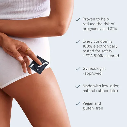 Vista 4 de LOLA - Condones ultradelgados de látex regulares - Condones ultradelgados con lubricante a base de silicona para piel sensible, lubricados con látex