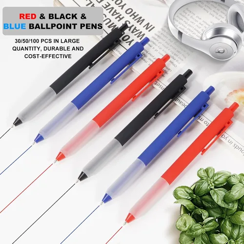 Vista 2 de Bolígrafos a Granel, 30 Piezas Bolígrafos Retráctiles de Punta Media (1.0mm) Bolígrafos de Bola para Escritura Suave Regalos para Mujeres y Hombres